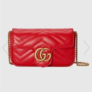 Gucci GG Marmont Flap Bag Matelasse Leather Super Mini Red
